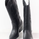 Black Western Embroidered Cowboy Boots
