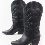 Black Western Embroidered Cowboy Boots