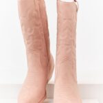 Dusty Blush Faux Leather Pointed Toe Western Boots