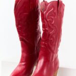 Pomegranate Faux Leather Embroidered Cowboy Boots